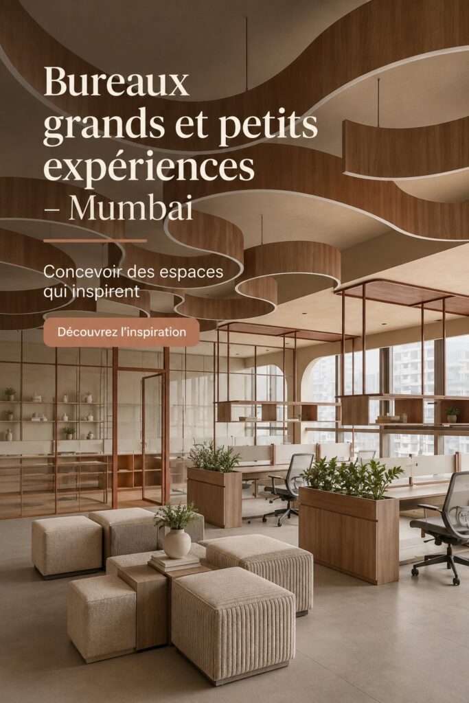 Bureau moderne à Mumbai avec une décoration créative et un aménagement fonctionnel.