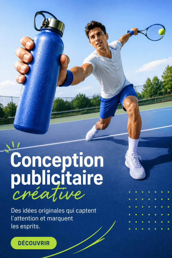 Un collage d'idées créatives pour la publicité avec des exemples de designs.