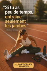 Femme s'entraînant dans un parc, en train de faire des squats pour tonifier ses jambes.