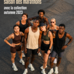Femme en tenue de course Bandit se préparant pour un marathon d'automne