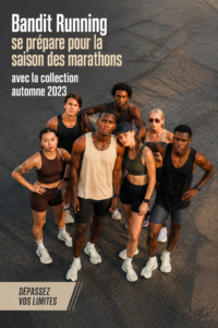 Femme en tenue de course Bandit se préparant pour un marathon d'automne