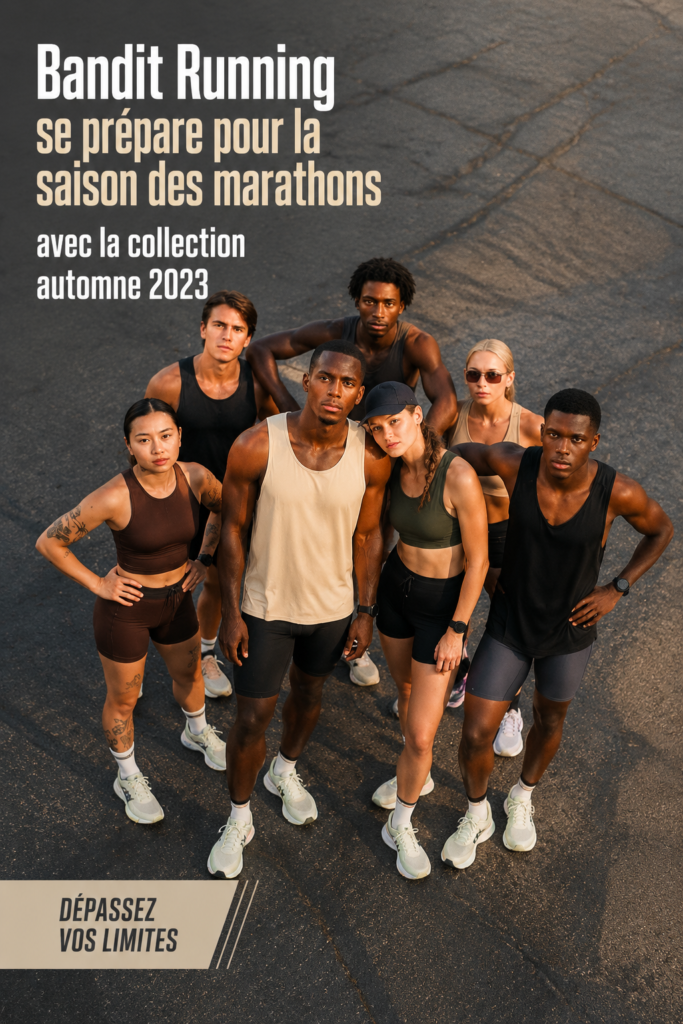 Femme en tenue de course Bandit se préparant pour un marathon d'automne