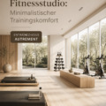 Espace fitness minimaliste avec un équipement bien rangé et une ambiance calme.