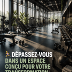 Espace fitness aménagé avec des équipements variés et décorations inspirantes.