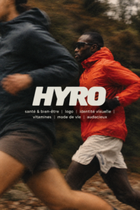 Logo de la marque Hyro sur un fond coloré, symbolisant le bien-être et la vitalité