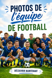 Une équipe de football posant ensemble après un match, souriante et pleine d'énergie.