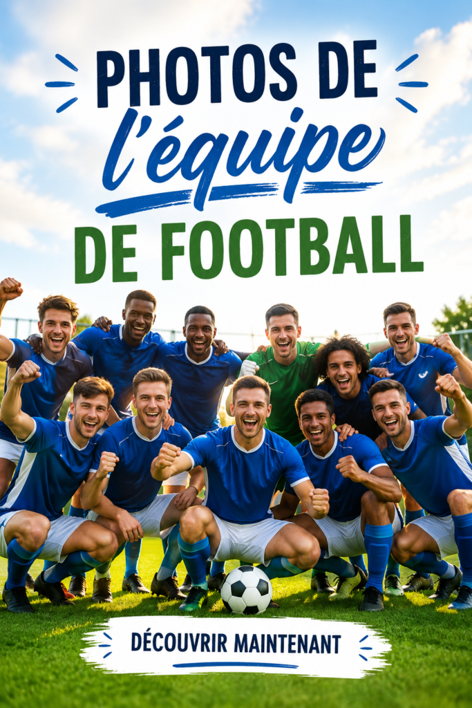 Une équipe de football posant ensemble après un match, souriante et pleine d'énergie.