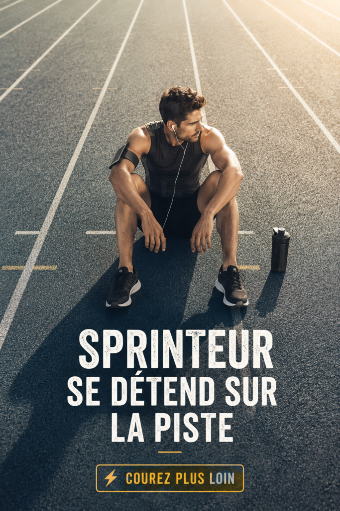 Une femme détendue sur une piste de course après une séance d'entraînement.