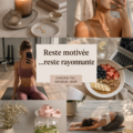 Femme souriante pratiquant le yoga en pleine nature, rayonnante de motivation.