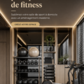 Salle de sport à domicile élégante avec équipements modernes et décoration soignée.