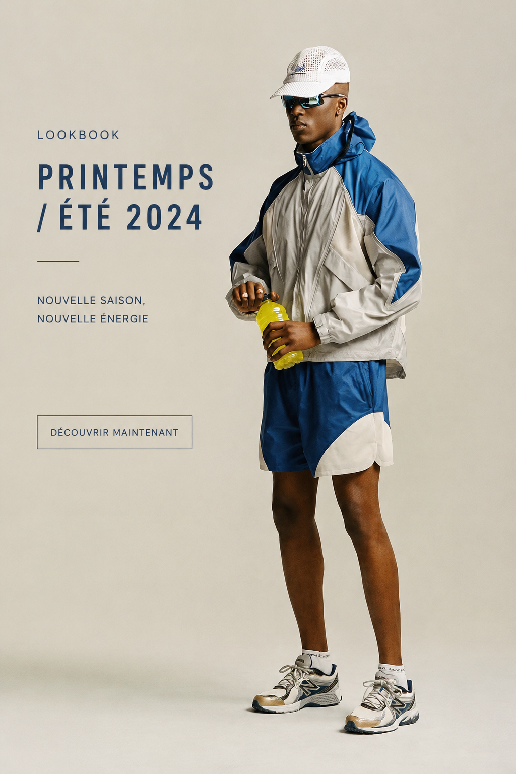 Lookbook tendance printemps-été 2024 avec des vêtements colorés et modernes.