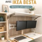 Bureau mural pratique réalisé avec des éléments IKEA BESTÅ, optimisant l'espace.