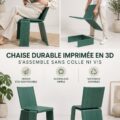 Chaise moderne imprimée en 3D, sans vis ni colle, dans un salon élégant