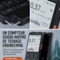 Un compteur Geiger au design futuriste sur un fond tendance, illustrant l'alliance de technologie et mode.
