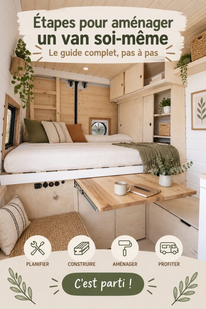 Van aménagé pour un road trip, offrant confort et praticité