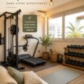 Salle de sport accueillante dans un appartement avec équipements de fitness