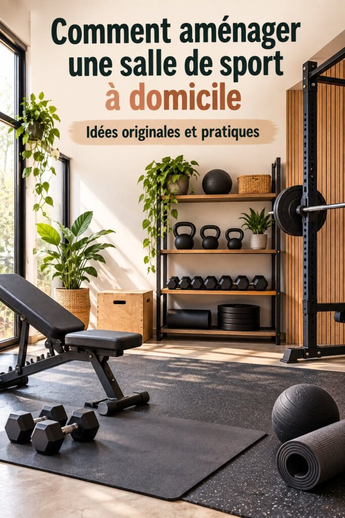 Design moderne d'un gym à domicile avec des équipements de fitness