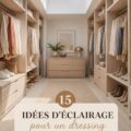 Dressing élégant avec un éclairage moderne et chaleureux