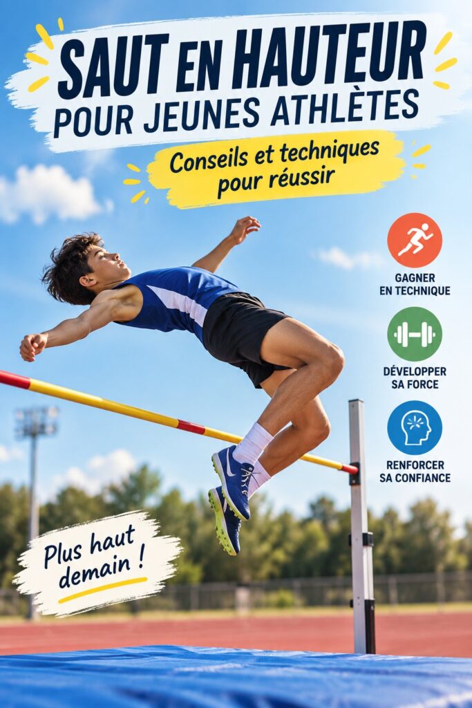 Jeune athlète s'entraînant au saut en hauteur, montrant l'importance de la posture correcte.