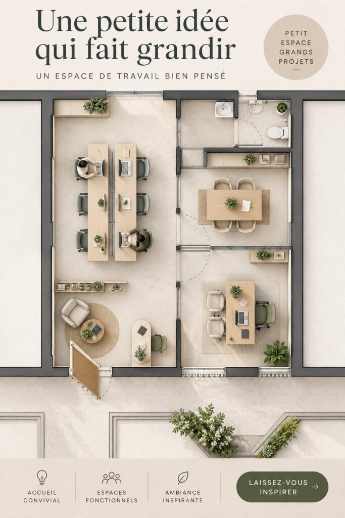 Espace de travail moderne avec des éléments décoratifs chaleureux et mobilier chic.