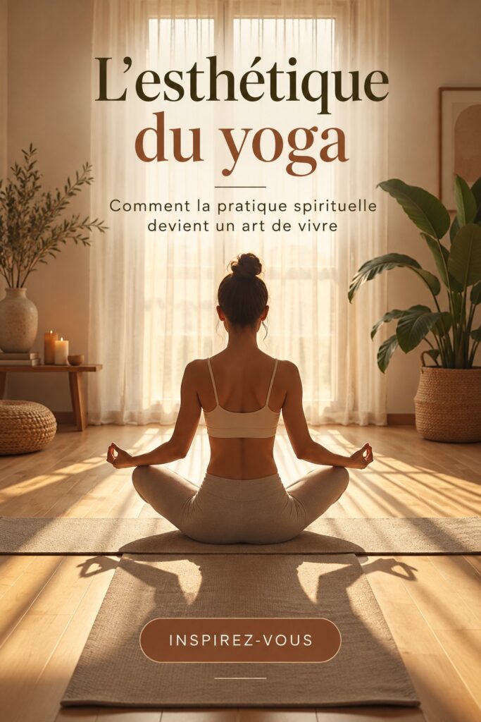 Femme pratiquant le yoga dans un cadre naturel, illustrant l'esthétique du yoga comme mode de vie.