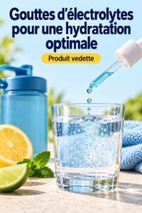 Flacon de gouttes d'électrolytes sur une table avec des fruits