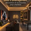 Chambre gamer décorée avec un éclairage LED et des meubles modernes.