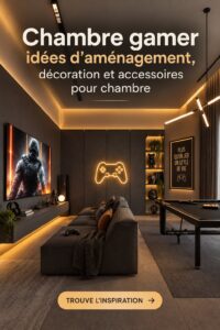Chambre gamer décorée avec un éclairage LED et des meubles modernes.