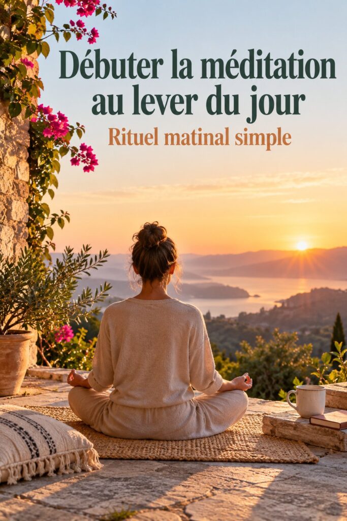 Méditation matinale sur une plage à Bali, ambiance sereine et relaxante.