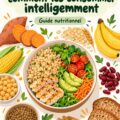 Femme dégustant un plat équilibré avec des glucides adaptés à une alimentation saine.