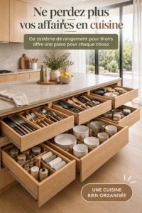 Une cuisine bien organisée avec des tiroirs parfaitement rangés