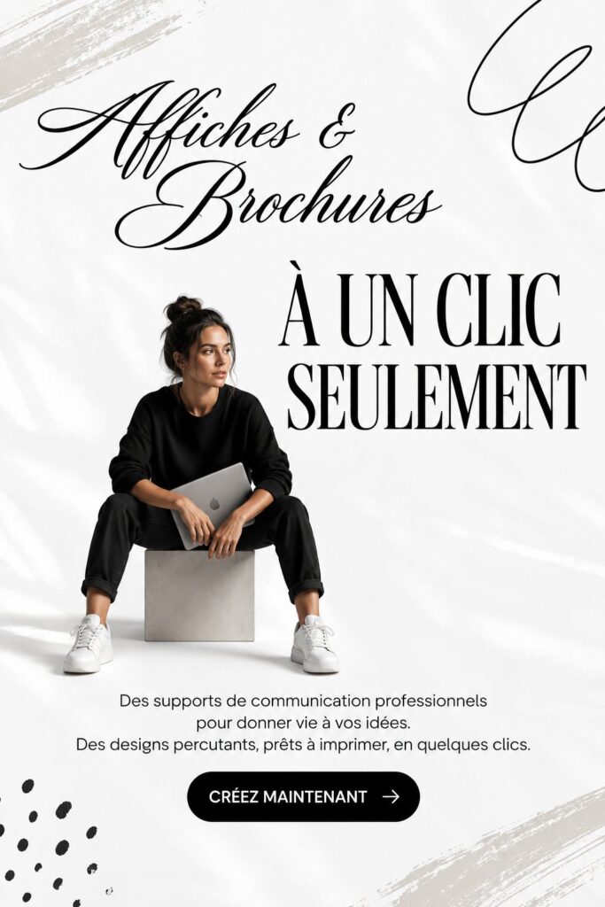 Affiche colorée montrant des brochures créatives sur une table
