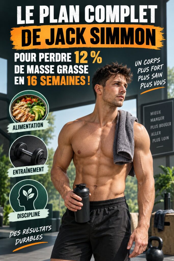 Programme alimentaire et d'entraînement inspiré par Jack Simmon pour perdre du gras.