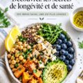 Un plat coloré et sain inspiré des recettes des zones bleues, mettant en avant des ingrédients frais et nutritifs.