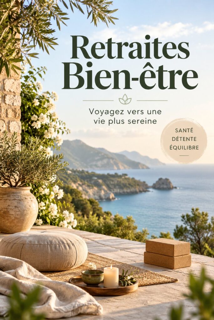 Une vue panoramique d'une retraite spa en pleine nature, montrant des installations relaxantes et un environnement apaisant.