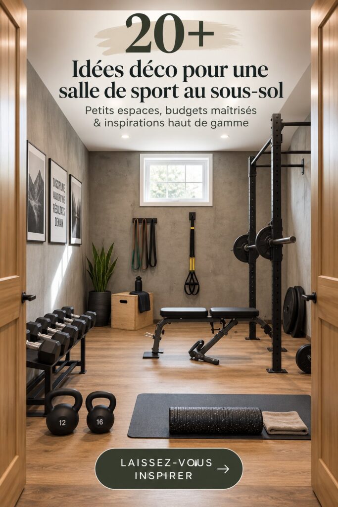 Salle de sport chic aménagée dans un sous-sol lumineux