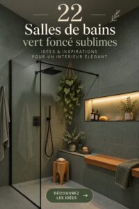 Salle de bain moderne et chaleureuse avec carrelage vert foncé