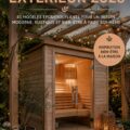 Un sauna extérieur moderne en bois, entouré de verdure dans un jardin