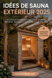 Un sauna extérieur moderne en bois, entouré de verdure dans un jardin