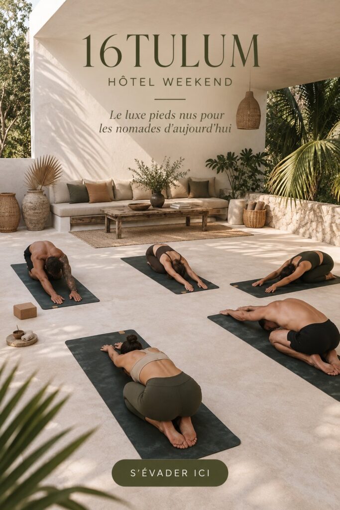 Patio de l'hôtel à Tulum, offrant une ambiance paisible et luxueuse.