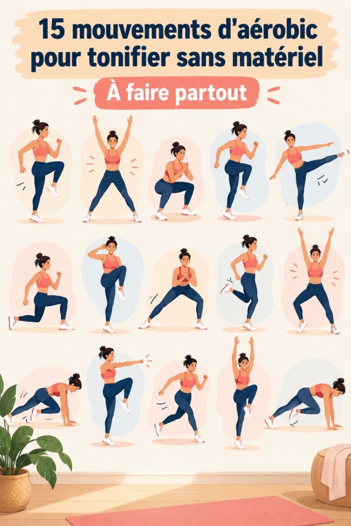 Mouvements d'aérobic pour tonifier le corps sans matériel
