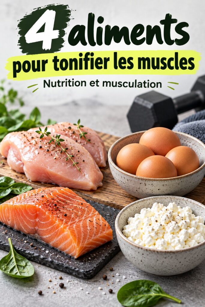 Assiette remplie d'aliments riches en protéines pour tonifier les muscles.