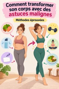 Femme souriante en train de faire du yoga au lever du soleil, symbolisant la transformation et le bien-être.