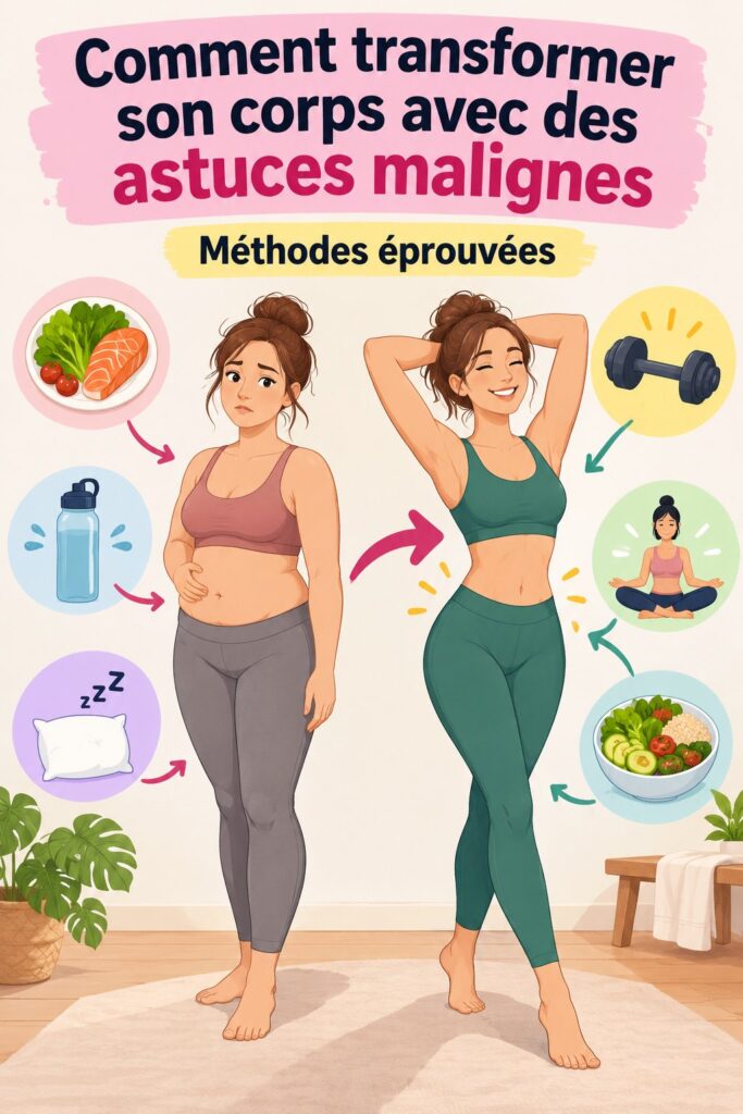 Femme souriante en train de faire du yoga au lever du soleil, symbolisant la transformation et le bien-être.