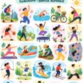 Femme riant en faisant du yoga en plein air, illustrant le plaisir du mouvement