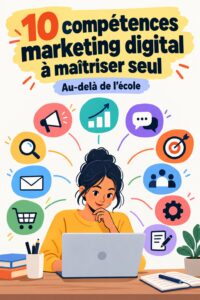 Femme travaillant sur des compétences en marketing digital avec un ordinateur portable