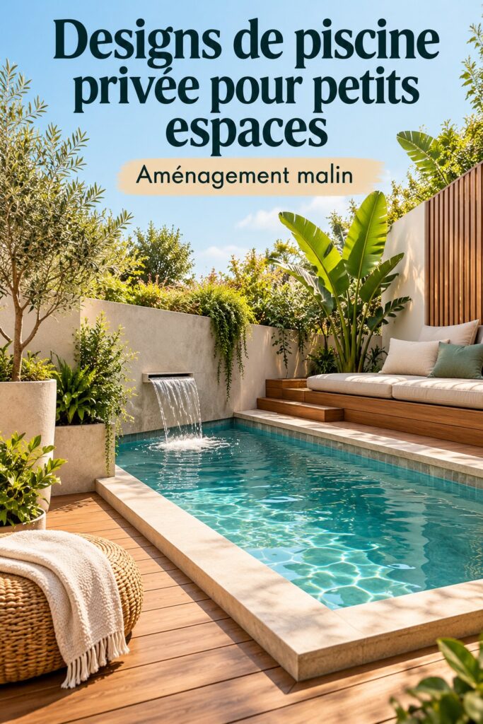 Exemple de design de piscine privée intégrée dans un petit jardin