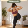 Femme faisant un entraînement d'abdominaux debout de 10 minutes dans un salon