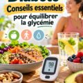 Femme souriante préparant un repas équilibré pour réguler sa glycémie.