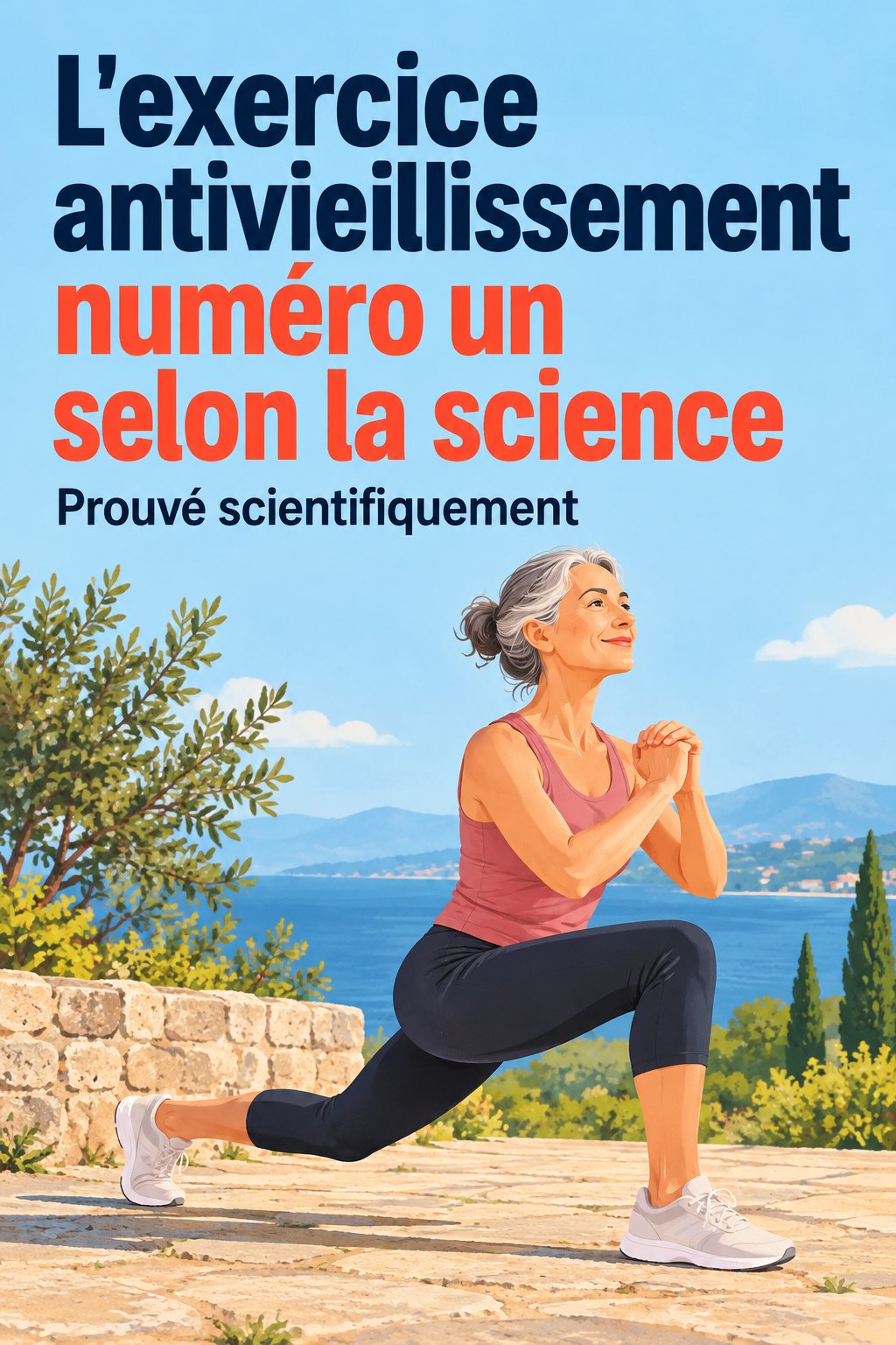 Femme en train de faire un exercice anti-âge dans un parc